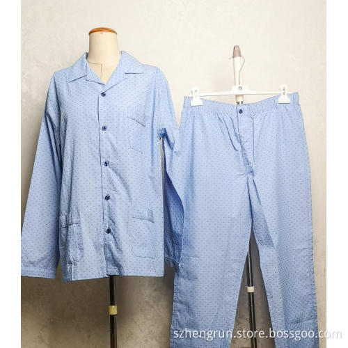 men's light blue dots pyjama set